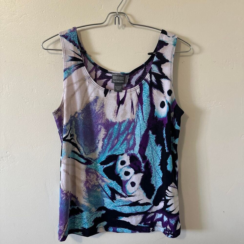 Chico's, Purple and blue butterfly graphic tank, size M/L